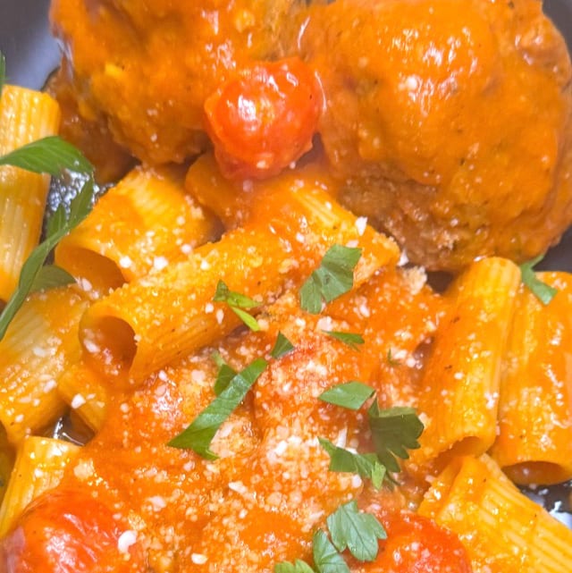 Meatballs or Sausage Pasta.
