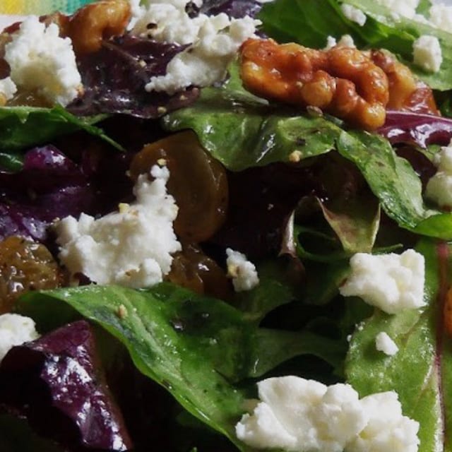 Mesclun Salad with Goat Cheese and Walnuts.