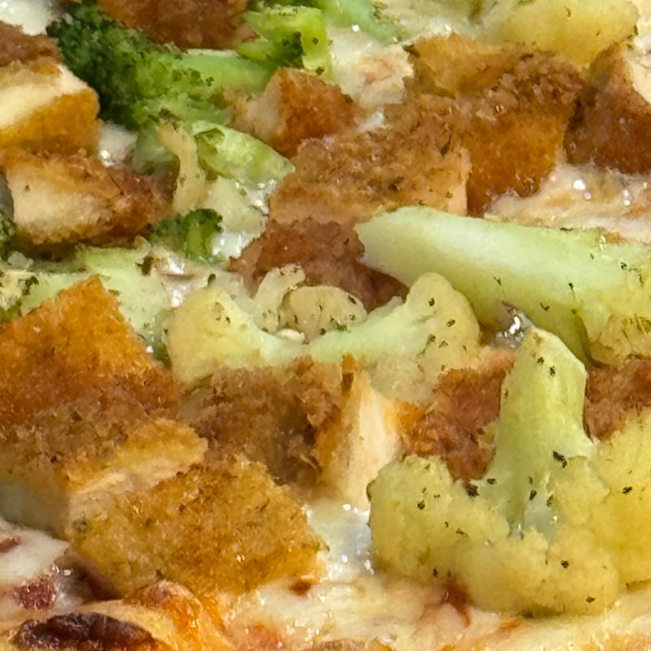 Chicken & Broccoli Pizza.