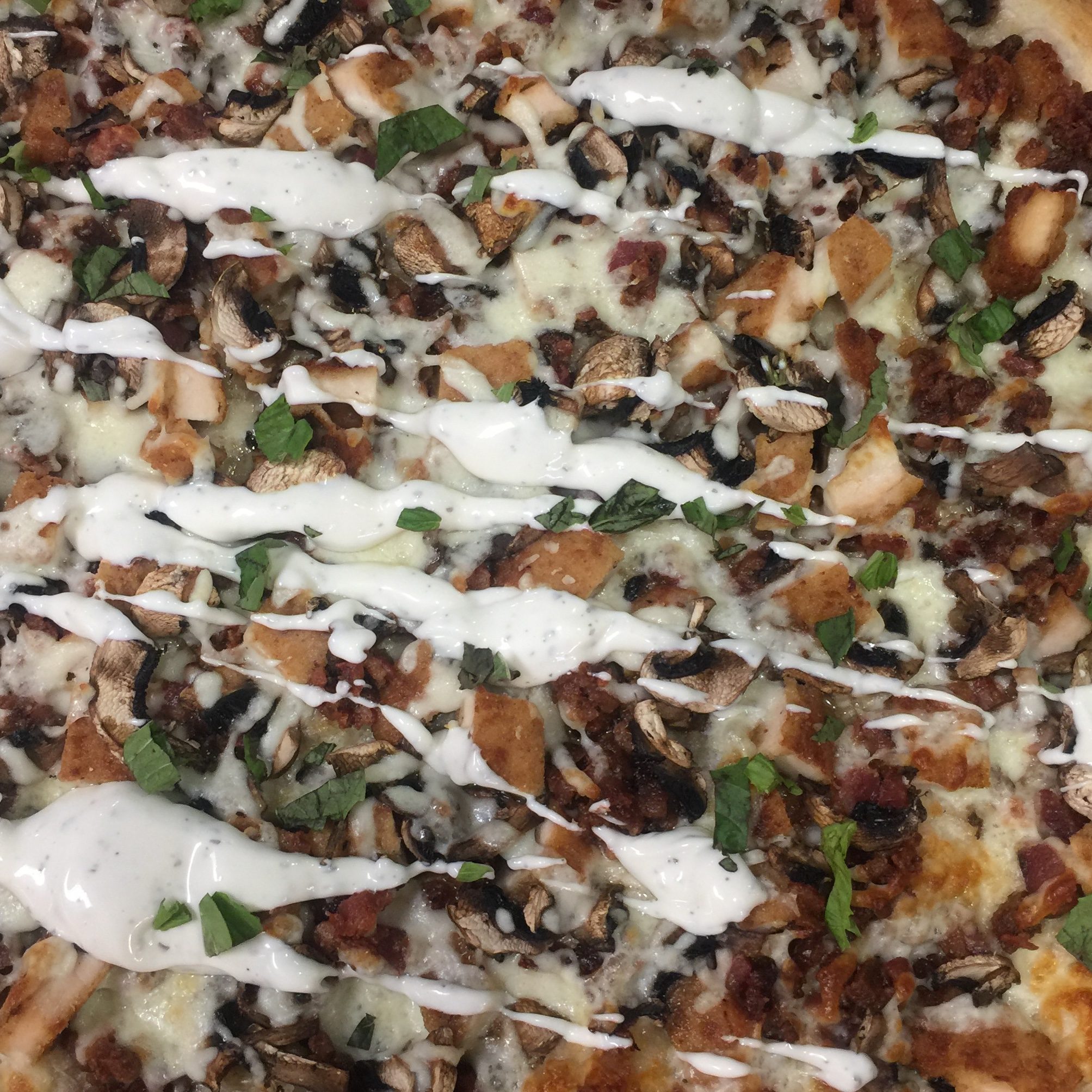Chicken & Bacon Pizza.
