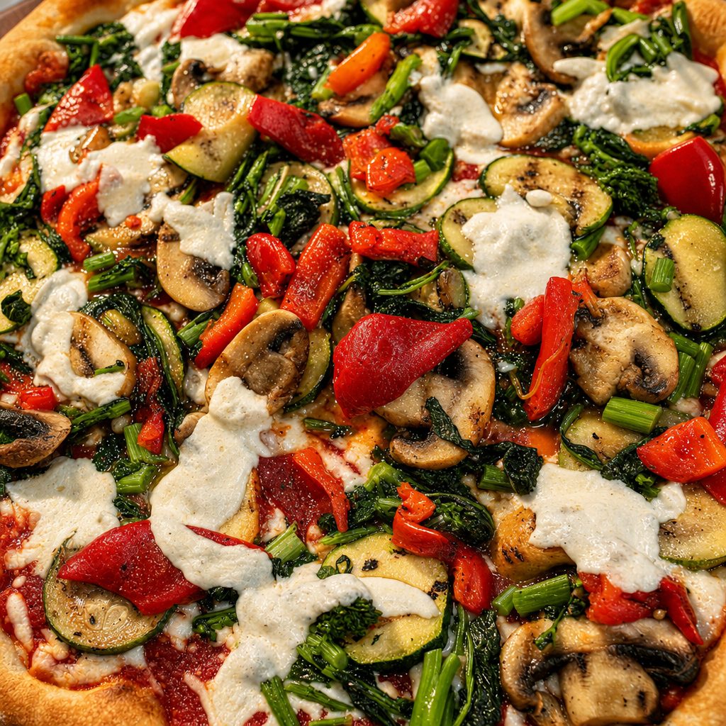 Grilled Vegetables & Broccoli Rabe Pizza.